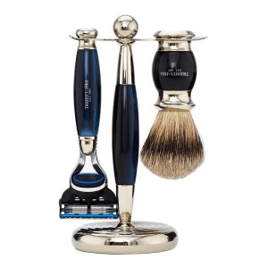Truefitt & Hill Edwardian Set Faux Blue Shaving Brush, Razor Gillette® Fusion & Stand