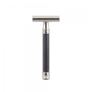 Edwin Jagger Double Edge Stainless Steel Safety Razor Grooved Anodised Gun Metal