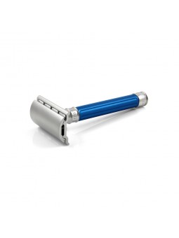 Edwin Jagger Double Edge Stainless Steel Safety Razor Grooved Anodised Blue
