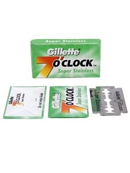 5 Cuchillas Doble Filo Gillette 7 o'clock  "Super Stainless"