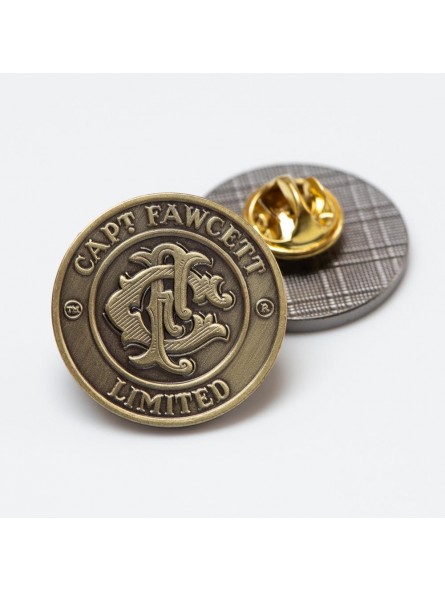 Captain Fawcett Antique Brass Coin Badge