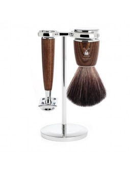 Mühle Traditional Shaving Set Black Fibrer Shaving Brush, Stand & Razor Clasic Rytmo