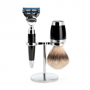 MÜHLE shaving set, silvertip badger, with Gillette® Fusion™ Black