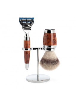 Mühle Stylo Shaving Set Silvertip Fibre Shaving Brush, Bowl & Gillette® Fusion® Razor Thuja Wood