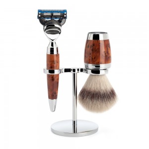 Mühle Stylo Shaving Set Silvertip Fibre Shaving Brush, Bowl & Gillette® Fusion® Razor Thuja Wood