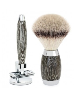 MÜHLE - Brocha de afeitar clásica de fibra sintética, color marfil, talla  XL, color plateado, cepillo de afeitado sintético de lujo para hombres