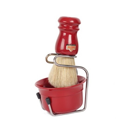 Omega Synthetic Fiber Garnet Handle Shaving Brush & Shaving Bowl & Shaving Brush Stand
