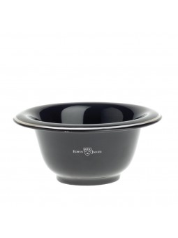 Edwin Jagger Ebony Porcelain Shaving Bowl with Silver Rim