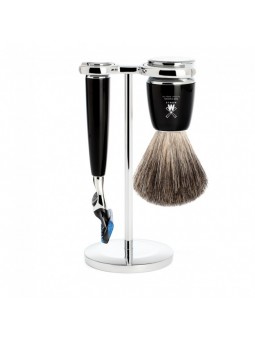 Mühle Rytmo Shaving Set Pure Badger Shaving Brush & Safety Razor Resin Black