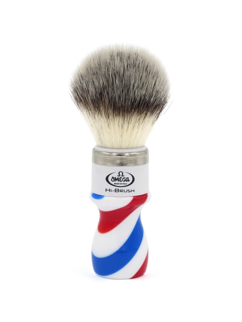 Omega "Hi Brush" Fiber Shaving Brush "Barber Pole"