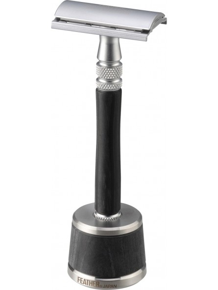 Feather Stainless Safety Razor Wood Handle WS-D1S & Stand